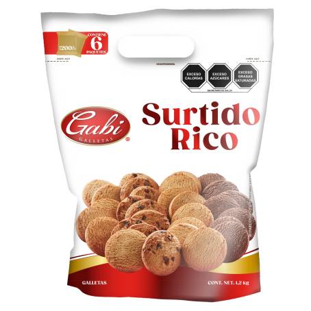 Galletas Gamesa surtido rico 872 gr      Es la opción ideal para compartir con tus seres queridos pues contiene la deliciosa variedad de Gamesa. contiene chokis, emperador, mini mamut, cremax, maravillas y barras de coco. acompáñalas con tu bebida favorita                                         .                                        - SURTIDORICO1.2