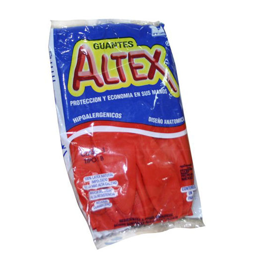 Guantes de hule Altex color rojo, N. 9   Multiusos. proteccion y economia en sus manos, hipolergenicos, afelpados, diseño anatomico, 100% latex natural, mayor suavidad, alta resistencia y maxima durabilidad.                                                                                          .                                        - ALTEX