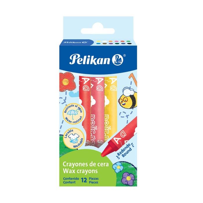 Pelicrayon redondo regular 12 piezas     Crayones de cera redondos, por su forma y colores brillantes son ideales para comenzar a desarrollar la creatividad en los niños, gran rendimiento y resistencia, colores intensos y brillantes, lavables, 9 cm de largo. No toxicos.                           .                                        - 50501200