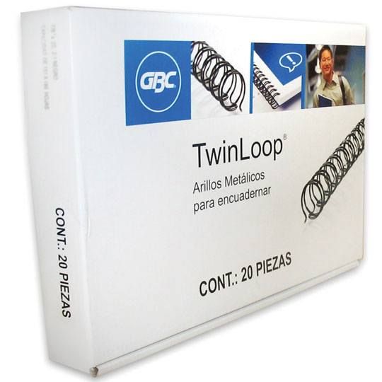 Arillo metal Twin Loop negro  1 " GBC pa Caja con 20 piezas elaborado con material de alta resistencia - GBC