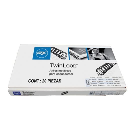 Arillo metal Twin Loop negro con 20 1/4  Caja con 20 piezas elaborado con material de alta resistencia                                                                                                                                                                                                   GBC paso 3:1 capacidad 1-35 hojas        - M500100