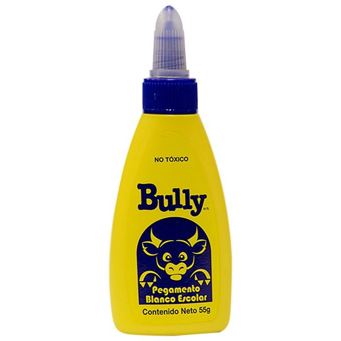 Pegamento escolar blanco Bully de 55 grs Pegamento base agua de PVA, pega madera, papel, cartón, tela, papel, etc., fácil de usar, no tóxico.                                                                                                                                                             1 pieza                                 - 2822809