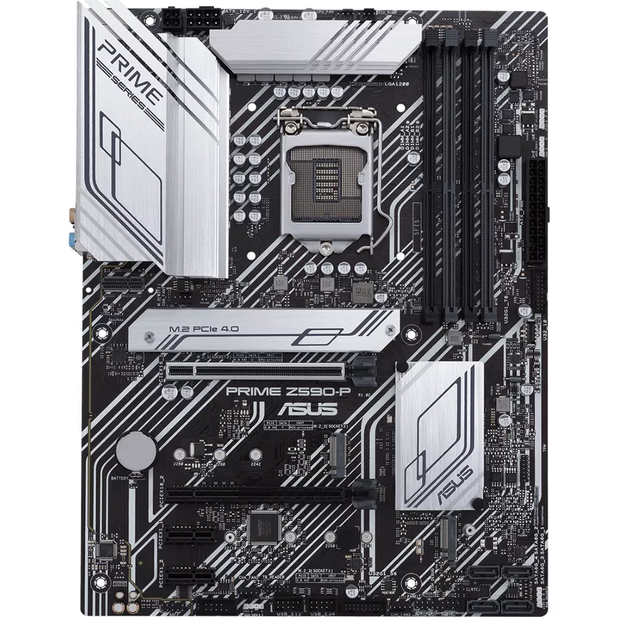 ASUS PRIME Z590-P - Placa base - ATX - Socket LGA1200 - Z590 Chipset - USB-C Gen1 USB 32 Gen 1 USB 32 Gen 2 USB-C Gen 2x2 - 25 Gigabit LAN - Tarjeta gráfica CPU necesaria - HD Audio 8-canales - ASUS