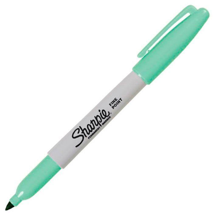 Sharpie Singles fino menta 1 pieza Marcador permamente tinta base solvente resistente al agua, color menta, pinta en superficies como vidrio, cartón, papel, madera, etc, grosor del trazo 0.9 mm - BEROL