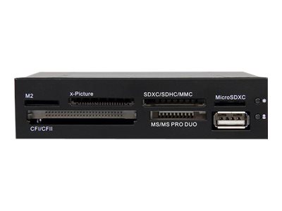 StarTech.com Adaptador Bahía Frontal 3.5in Pulgadas Conexión Header USB Lector para Tarjetas Memoria Flash SD CF SDHC XD M2 MS 22en1 - Lector de tarjetas - 22 en 1 - 3,5 pulgadas (Multiformato) - USB 2.0 - 35FCREADBK3