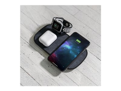 mophie 3-in-1 wireless charging pad - Alfombrilla de carga inalámbrica adaptador de corriente CA - 75 vatios - negro - 409903653