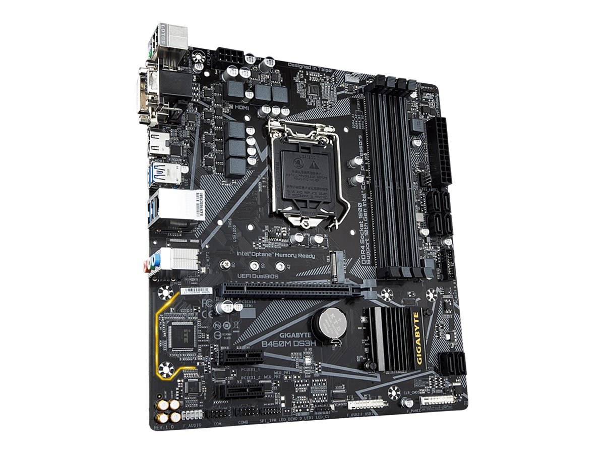 Gigabyte B460M DS3H - 10 - placa base - micro ATX - Socket LGA1200 - B460 Chipset - USB 32 Gen 1 - Gigabit LAN - Tarjeta gráfica CPU necesaria - HD Audio 8-canales - B460MDS3H