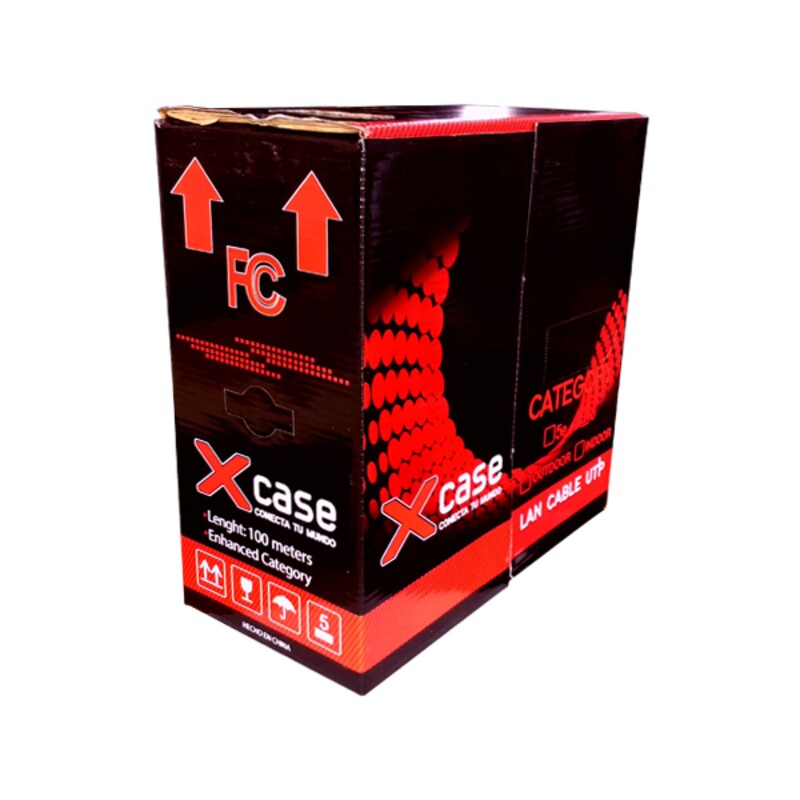 BOBINA XCASE ROLLO CABLE UTP 100M GRIS CAT5E .45MM DOBLE FORRO PARA EXTERIOR - X-CASE