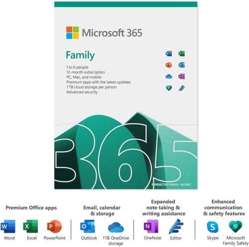 Microsoft 365 Family - Licencia básica - hasta 6 personas - Win Mac Android iOS - Inglés - 6GQ-01563