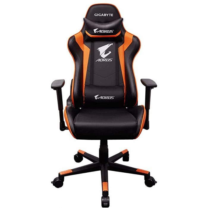 Aorus AGC300 - Silla - ergonómico - reposabrazos - forma de T - giratorio - acero espuma de alta densidad piel sintética de PU - negro naranja - GP-AGC300V2