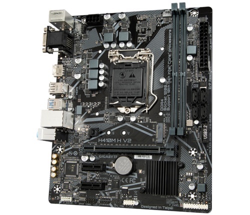 Gigabyte H410M H V2 - 10 - placa base - micro ATX - Socket LGA1200 - H410 Chipset - USB 32 Gen 1 - Gigabit LAN - Tarjeta gráfica CPU necesaria - HD Audio 8-canales - H410MHV2