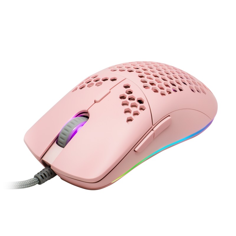 MOUSE VORAGO GAME FACTOR MOG601 ROSA OPTICO 16000 DPI  7 BOTONES ULTRALIGHT RGB - VORAGO