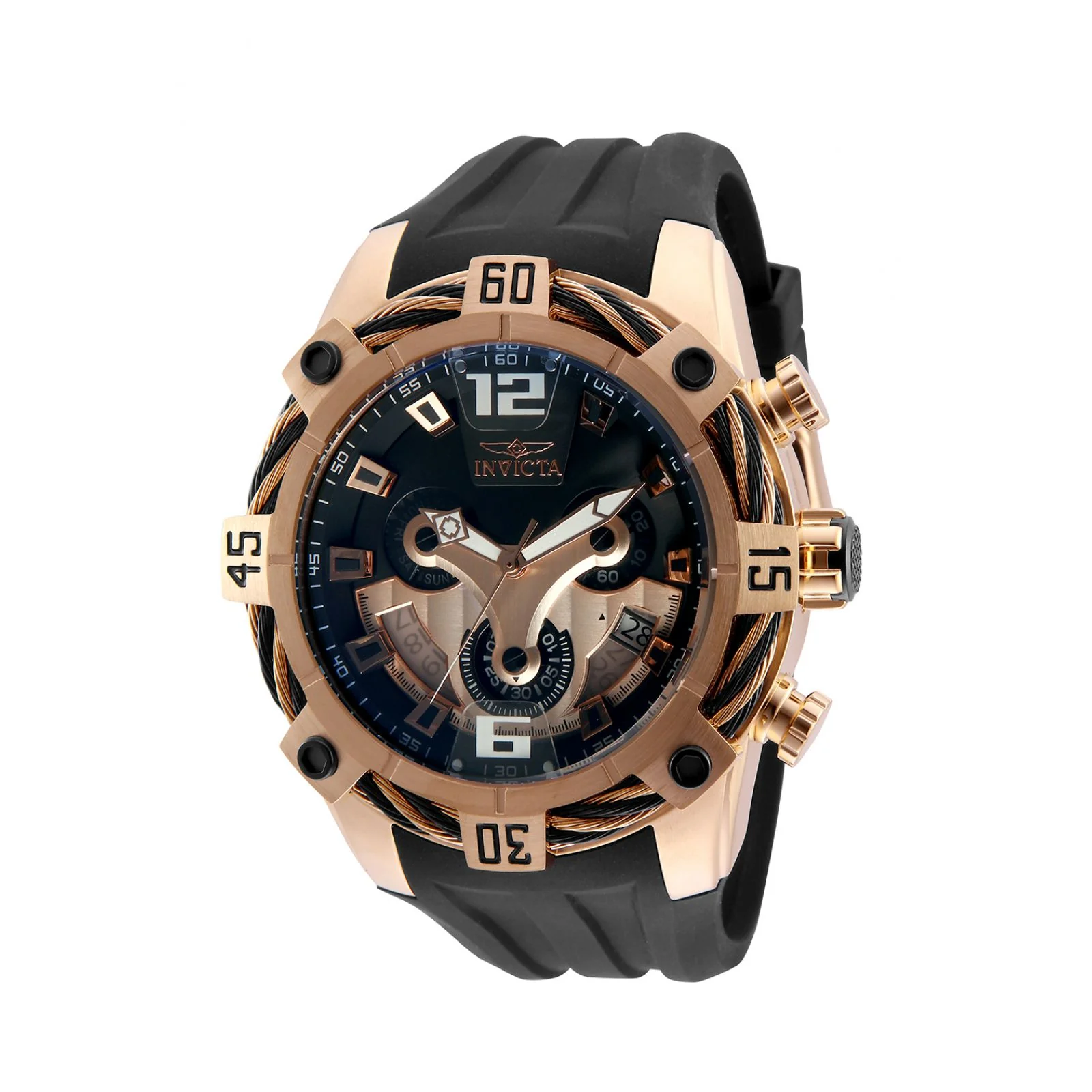 INVICTA Bolt Men 51mm Stainless Steel Rose Gold BlackRose Gold dial Z60 Quartz - 886678369980