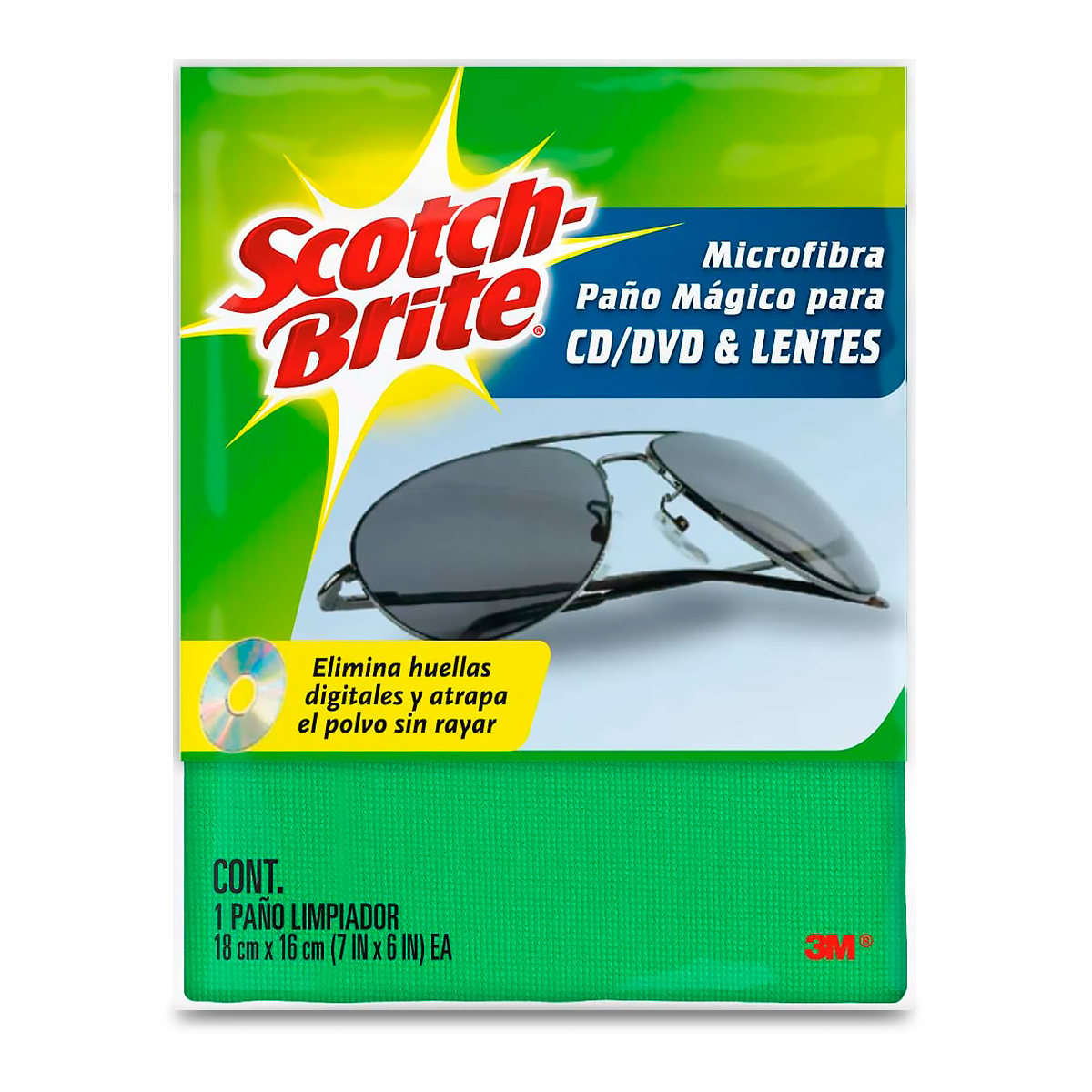 Paño magico de microfibra Scotch-brite 3 Limpia sin necesidad de quimicos. Seca en pocas pasadas. Ideal para la limpieza de todo tipo de superficies, incluyendo madera y cristal. Se pueden meter a la lavadora y es de larga duracion. tamaño 32cm x 30 cm                                             M                                        - MC500000104