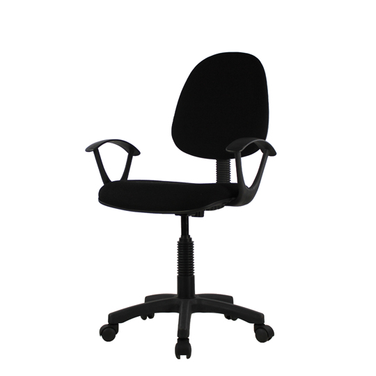 Silla secretarial clasica  MUNDO IN mode Alto respaldo y asiento tapizado con tela tipo pliana unidos por un soporte flexible plastificado en la parte posterior, base movil tipo estrella con variacion de altura, respaldo y base tipo estrella giratoria piston neumatico reguladora de altura.       lo 009f color negro                      - MUNDO IN