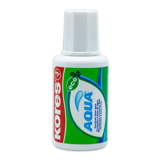 Corrector Kores liquido en brocha  20 gr Corrector Kores liquido base agua, marca, envase y tapa de poliestireno, excelente limpieza al corregir - 07501037000009