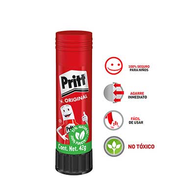 Lápiz adhesivo Pritt en barra de 11 grs  Adhesivo para pegar papel, cartulina y fotografías, al contar con menor cantidad de agua no arruga el papel y permite sea reposicionable, mayor fuerza de pegado y adhesión, no contiene solventes, color transparente, no tóxico, no mancha, la presentación e 1 pieza                                  - 2730242