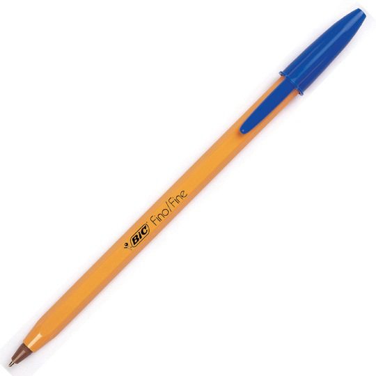 Bolígrafo Bic cristal azul punto fino 0. Bic cristal barril naranja, punto fino 0,8 mm, escritura fina suave y precisa, cuerpo hexagonal, tapa ventilada para evitar asfixia                                                                                                                             8mm caja con 12 piezas                   - 7501014511054