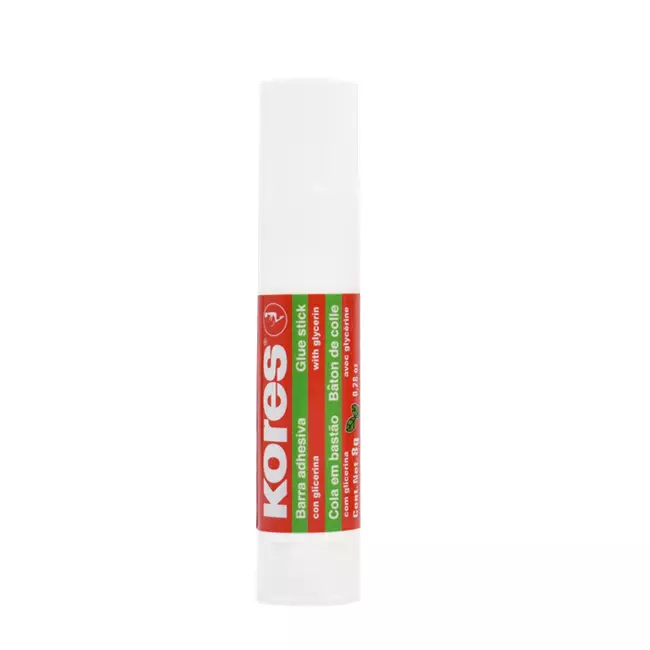 Lápiz adhesivo Kores en barra, color bla Lápiz adhesivo marca Kores, envase y tapa de polipropileno blanco, para pegar dos superficies porosas o una porosa contra otra no porosa, no toxico                                                                                                             nco de 8 grs, 1 pieza                    - 9023800120823