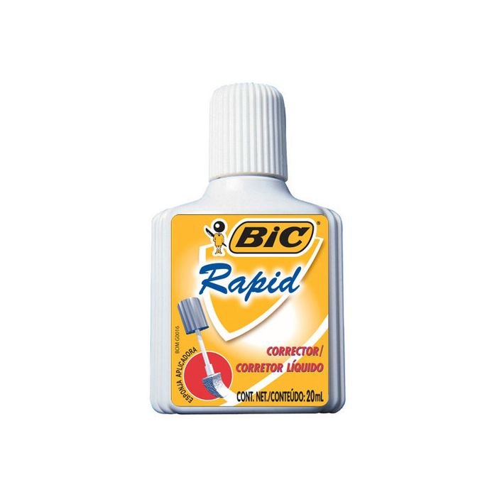 CORRECTOR LIQUIDO BIC RAPID              RAPID. CORRECTOR LIQUIDO SECADO RAPIDO. MAXIMA COBERTURA SIN GRUMOS. APLICADOR DE ESPONJA.                                                                                                                                                                      CORRECTOR LIQUIDO BIC. 1 PIEZA           - 070330515239