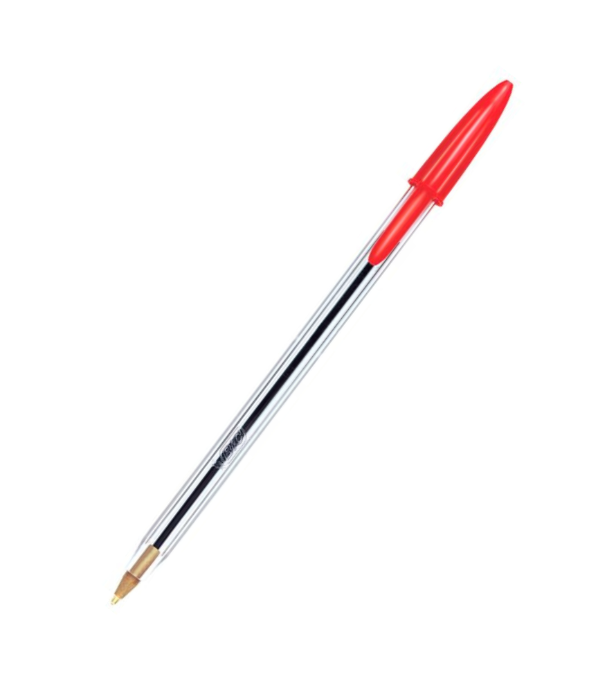 Bolígrafo Bic rojo punto mediano 1.0 mm  Bic cristal dura más clásico, rinde mas de 2 km, tapa ventilada para evitar asfixia, barril hexagonal                                                                                                                                                           caja con12 piezas                        - BIC