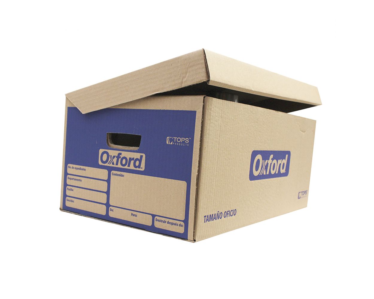 Caja para archivo Oxford Kraft oficio ta Medida: 60 x 35 x 24 cm, cartón liner Kraft en ambas caras, flauta tipo "C", resistencia de 7 kg/cm, caja tipo baúl con tapa integrada, fácil de armar, 100% reciclado.                                                                                         pa integrada tipo cofre                  - OXFORD