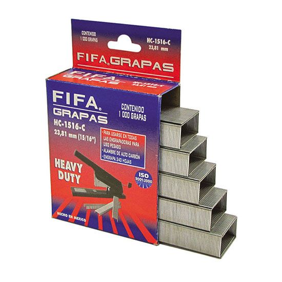 Grapas de uso pesado 1/2 FIFA Heavy Duty Capacidad de engrapado 100 hojas de 60 g y 80 hojas de 75 g, para engrapadoras de uso pesado, largo de pata 12.70 mm.                                                                                                                                            HC-816-C caja con 1,000 grapas          - PILOT FIFA