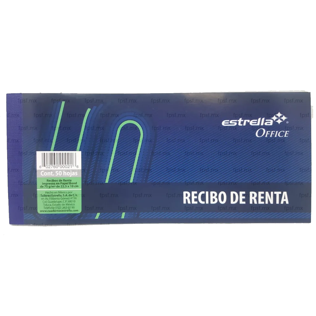 LM-Recibo de renta Estrella block 50 hoj 23 x 10 cm  microsuaje papel bond de 75 g                                                                                                                                                                                                                       .                                        - 0021