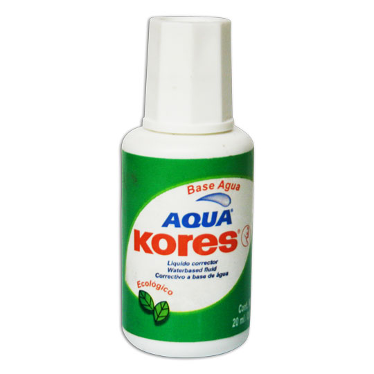 Corrector Kores liquido en brocha  20 gr Corrector Kores liquido base agua, marca, envase y tapa de poliestireno, excelente limpieza al corregir                                                                                                                                                         s, 1 pieza                               - 9023800691019