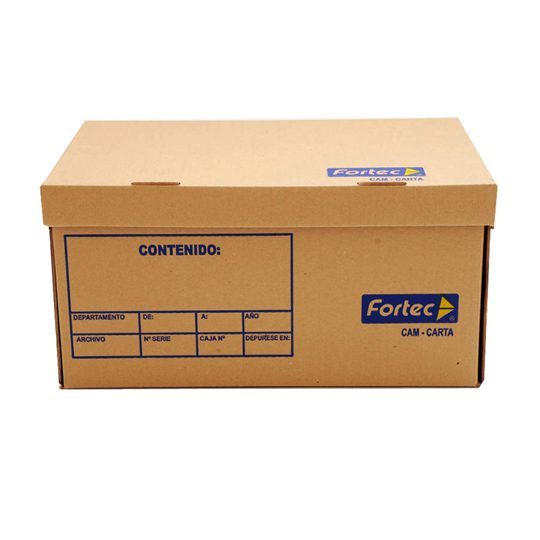 Caja de archivo de cartón Fortec carta c Tapa incluida, triple pared y doble fondo, con agarraderas, proporciona protección contra golpes, vibraciones y desgaste, ideal para almacenamiento de datos, medida: 49.5 x 32 x 25.5 cm                                                                       on tapa incluida                         - FORTEC