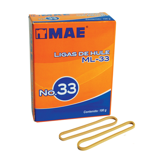 Liga de hule mae no. 33 caja con 100grs  Ligas de hule mae , caja con 100 grs, color natural                                                                                                                                                                                                             .                                        - ML-33