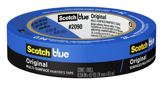 Cinta masking Scotch blue para pintura20 Evita filtraciones de pintura y se adhiere a múltiples superficies. Puede permanecer pegada hasta 14 días y luego se retira fácilmente sin dejar ningún residuo pegajoso. Proteje molduras de madera, paredes pintadas, piso de baldosas o ventanas de vidrio   90 24 mm x 54.8 m 1 pieza                - SCOTCH