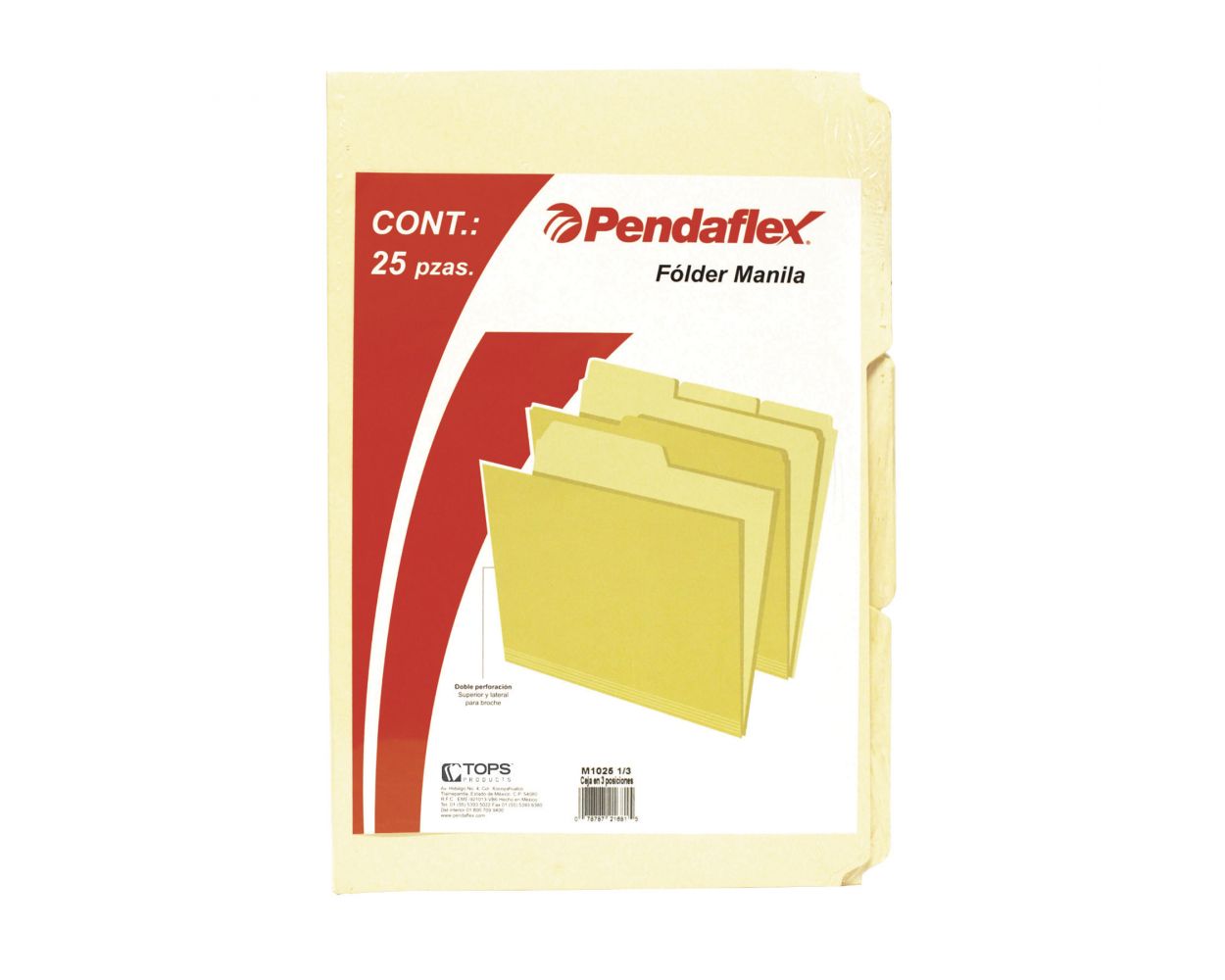 Folder manila Pendaflex oficio color cre Papel manila stock de 9.5 pts., pre-suajado superior y lateral para broche de 8 cm, dobleces adicionales para expansión de hasta 2 cm, paquete con 25 piezas.                                                                                                   ma ceja 1/2 caja con 25 pzas             - NULL