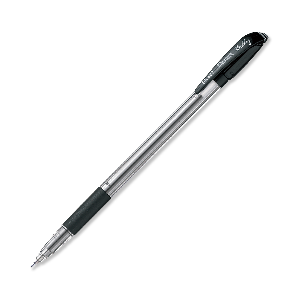 Bolígrafo Pentel bolly, punto fino 0.7 m Bolígrafo Pentel bolly color negro, punta metálica 0.7 mm (mediano), con agarre de caucho, cuerpo con grip y detalles que indican el color de tinta                                                                                                             m, color negro, 1 pieza                  - PENTEL