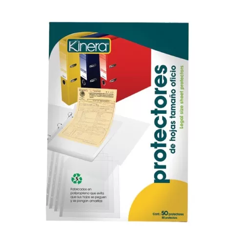 Protector de hojas traslucidos Kinera 35 Protectores traslucidos fabricados con polipropileno, tira de polipropileno reforzada y con perforación lateral para guardar en carpetas, superficie antiadherente que evita que los documentos se peguen, no levanta la impresión, fácil inserción de hojas.   0 tamaño carta bolsa con 25 pzas         - 302.350