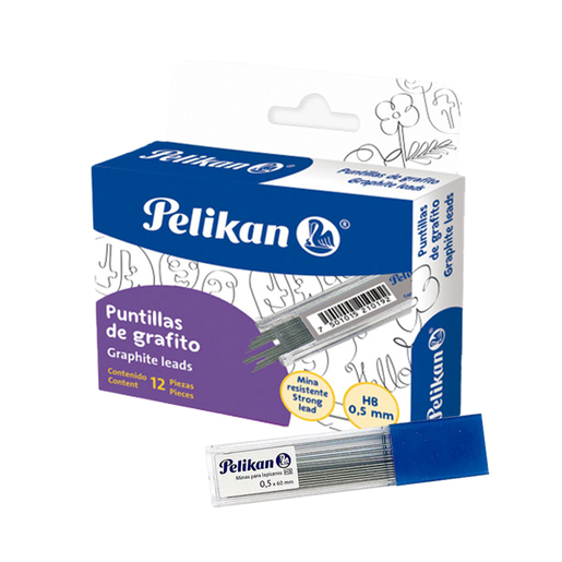 Puntillas de grafito Pelikan de 0.5 mm. Minas de grafito HB para lapiceros. 1 tubo con 12 puntillas. - PELIKAN