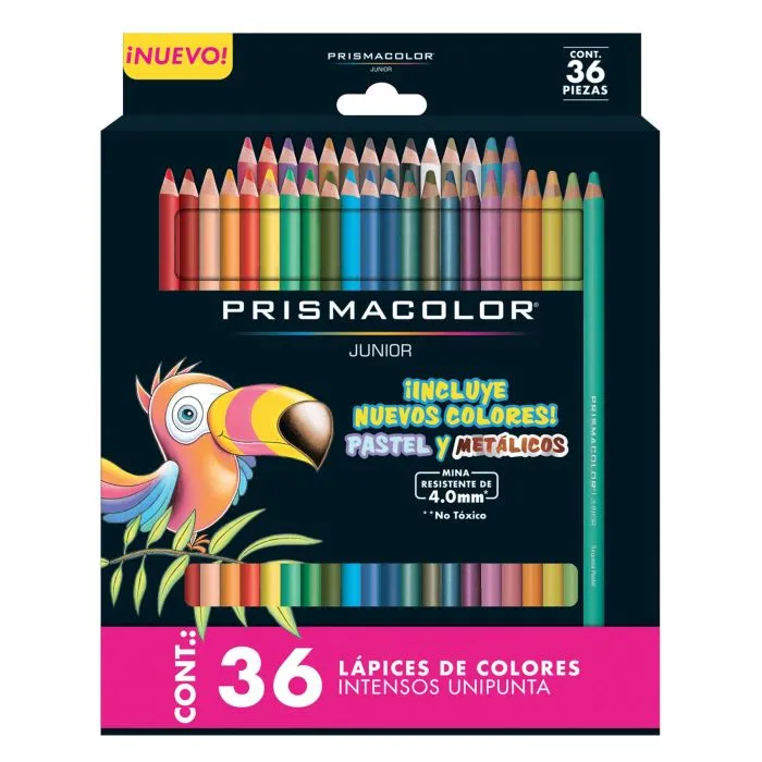 Colores Prismacolor junior caja con 36 p Contiene 36 piezas de colores unipunta,  prismacolor junior  nueva presentacion, mina resistente de 4.0mm, color no toxico, gran selecion de colores para inspirar jovenes artistas. - 2153016