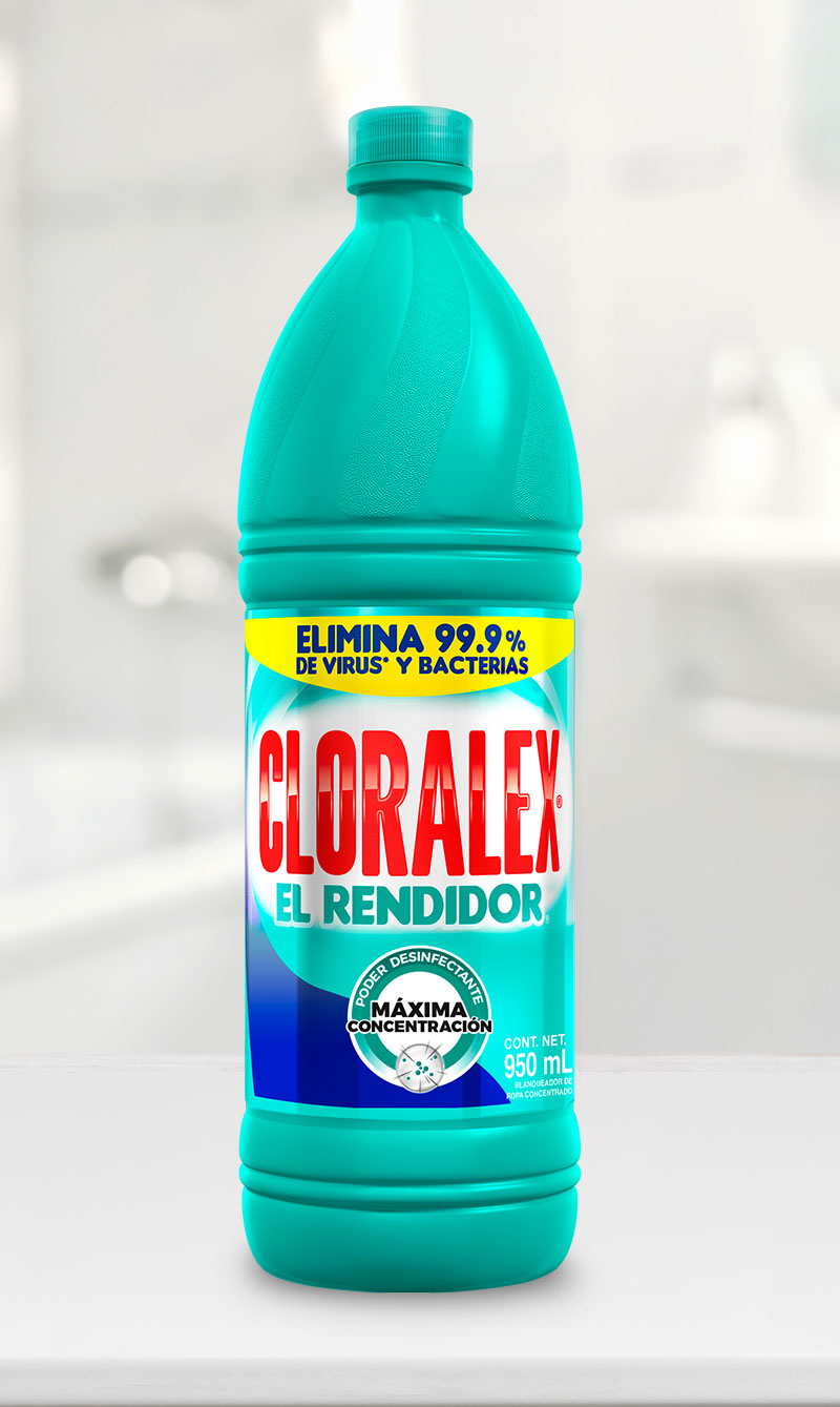 Blanqueador Cloralex, cloro 950 ml.      Con poderosa formula, ayuda a la limpieza y desinfección, unico con sello de seguridad que mantiene su calidad inalterable. ayuda a prevenir enfermedades como la influenza, colera, dengue, chikungunya y zika.                                                .                                        - 1501