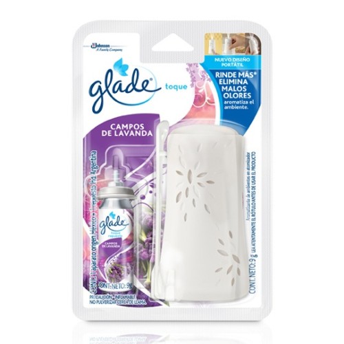 Aparato aromatizante Glade toque con rep Aromatizante recargable Glade toque. solo una rociada de su fórmula concentrada y toda la habitacion tendra una frecura asegurada. diseño portatil. contiene repuesto de fragancia lavanda de 9 gr                                                              uesto lavanda                            - QUI0111JJ