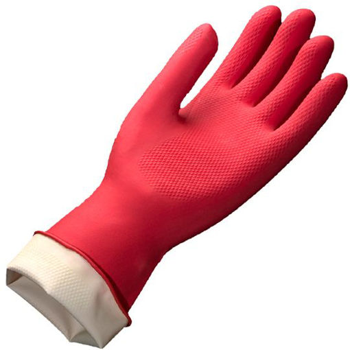 Guantes de latex antiderrapantes N. 7.5  Fabricados con dos capas de latex para mayor durabilidad, agarre perfecto e ideal para el hogar.                                                                                                                                                                Vitex color rojo                         - VITEX