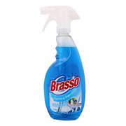 Limpiador de vidrios Brasso 650 ml.      Líquido para vidrios y superficies como; espejos, tableros, mostradores, muebles y mas. aroma frescura amonia. marca Brasso                                                                                                                                     .                                        - BRASSO