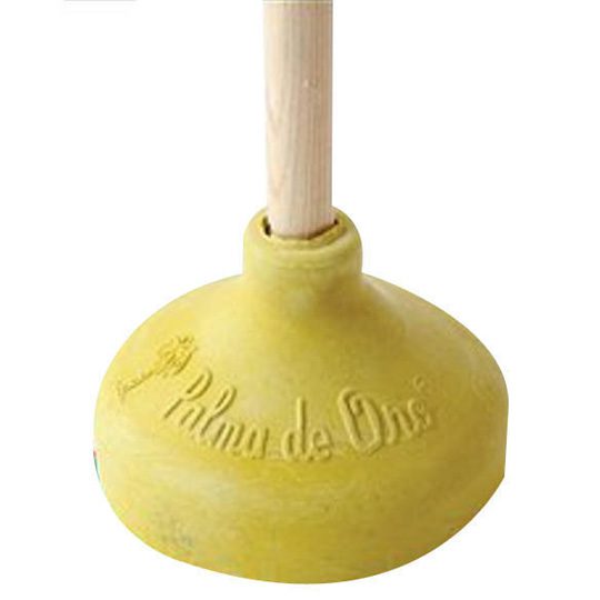 Bomba para inodoro Palma de oro, tamaño  De hule natural en tamaño mediano para inodoro. bastón de 40 cm. el color del hule es variado (rojo, azul, verde, amarillo, rosa, naranja) bastón de madera , peso:245 gr, altura:9.5 cm, ancho 14cm.                                                           mediana                                  - VAR0002PO