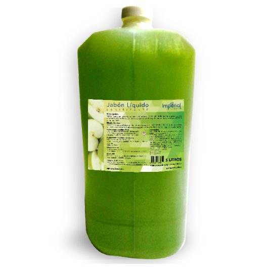 Jabon para manos sanitizante Imperial ar Líquido para manos, aroma manzana verde. botella con 5l para una correcta limpieza, y cuidado de la piel., uso industrial, institucional y hospitalario especificaciones conforme a la norma y metodo de prueba nmx k 633 normex 200                            oma manzana 5 Lt.                        - IMPERIAL