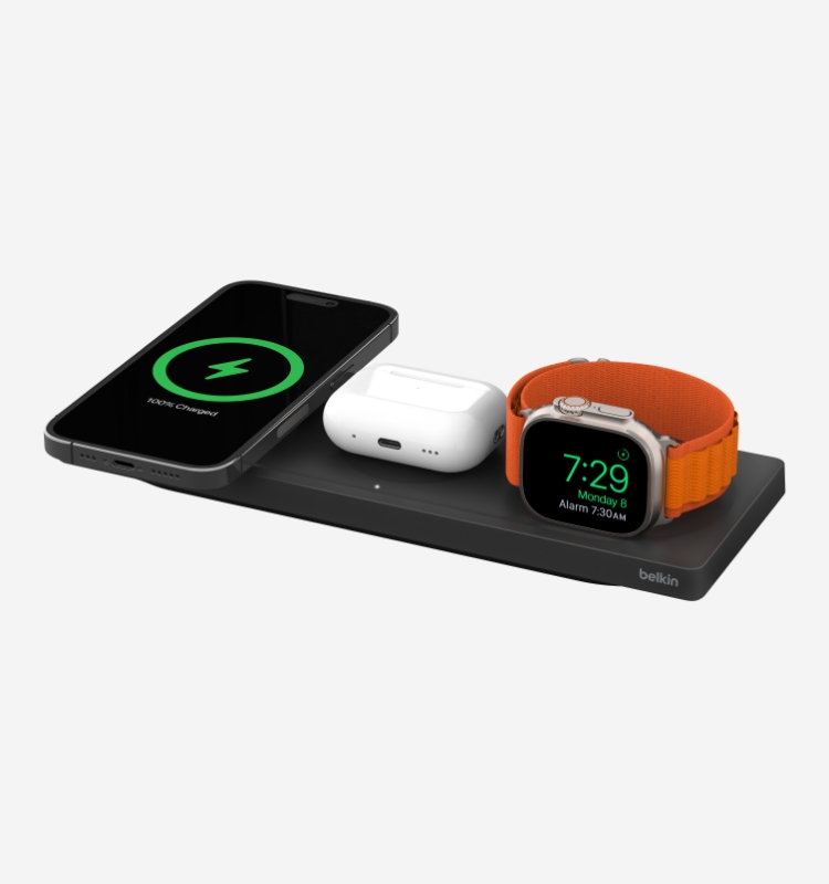 Belkin BOOST CHARGE PRO 3-in-1 - Base de carga inalámbrica - Fast Charge - negro - para Apple AirPods AirPods Pro iPhone 12 13 Watch Apple AirPods Apple AirPods Pro Apple Watch Series 1 Apple Watch Series 2 Apple Watch Series 3 - BELKIN