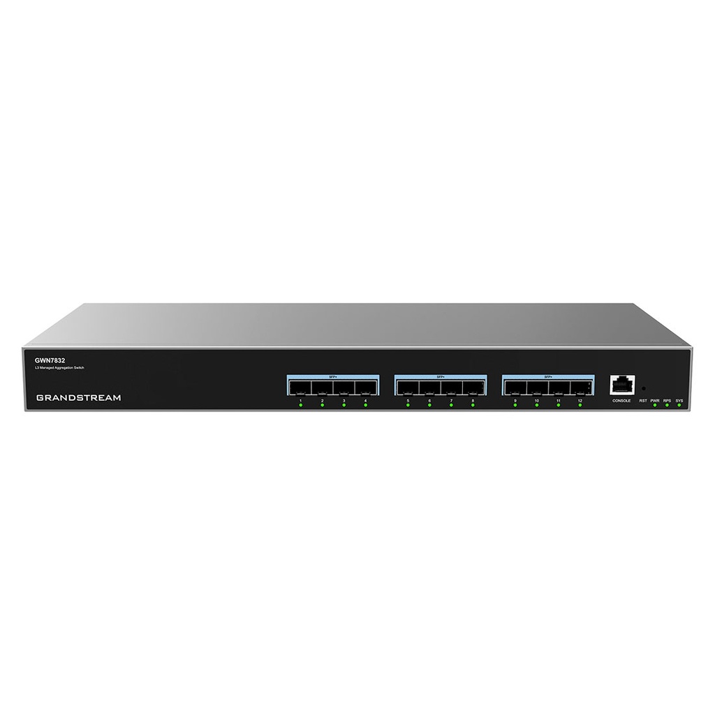 ​GWN7832, Switch de agregación Administrable capa 3, 12 x 10 Giga SFP+ - GRANDSTREAM