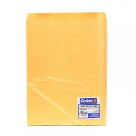 Sobre manila engomado Fortec legal caja  Sobre tipo bolsa con solapa engomada, papel de 90 gr, escote en "V" para facilitar la manipulación de documentos, solapa con pleca guía para facilitar el cerrado del sobre, medida: 30.5 x 39.5 cm.                                                            con 50 piezas                            - B-30-MG