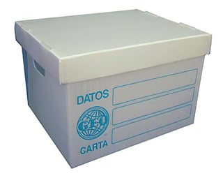 Caja de archivo plástica GEO carta color Medida: 36.5 x 31 x 25 cm, caja auto armable de polietileno, color blanco traslúcido, conformada con fondo y tapa separada, protege de la humedad, calibre de 3 mm de grosor.                                                                                    blanco                                  - GEO