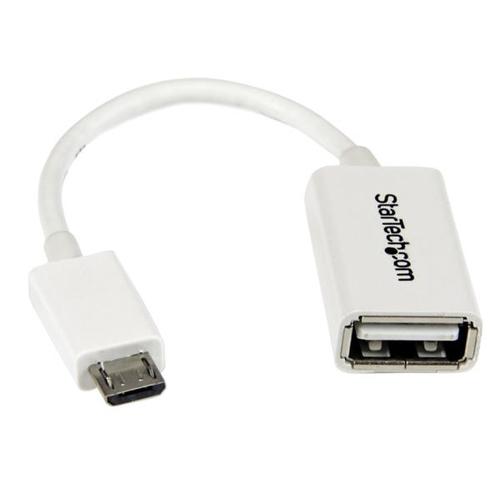 UUSBOTGW CABLE ADAPTADOR MICROUSB A USB OTG BLANCO 12CM MACHO A HEMBRA  . UPC 0065030857192