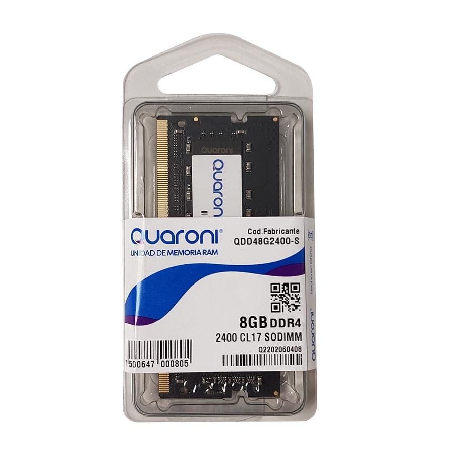 MEMORIA RAM QUARONI SODIMM DDR4 8GB 2400MHZ CL17 260PIN 1.2V - QDD48G2400-S