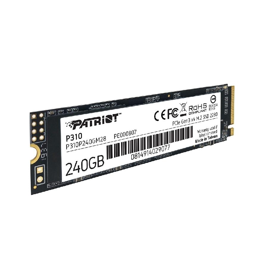 UNIDAD DE ESTADO SOLIDO SSD PATRIOT P310 NVME M.2 2280 240GB PCIE GEN 3 X4 LECT.1700/ESCRIT.1000MB/S PC/LAPTOP - PATRIOT